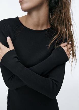 Черное платье миди по бокам с разрезами из новой коллекции zara размер s3 фото