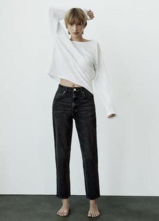 Графитовые джинсы mom fit с высокой посадкой из новой коллекции zara размер xxs (32)1 фото