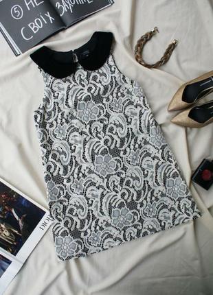 Брендовое платье трапеция от top shop с воротничком принт кружево3 фото