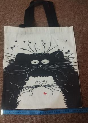 Еко сумка- шопер з котиками4 фото