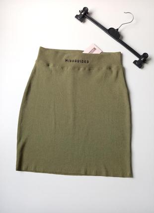 Новая юбка в рубчик, оливкового цвета.