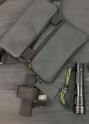 Набор 2в1. кожаная сумка с кобурой + фонарик профессиональный bt-754 police bl-x71-p50