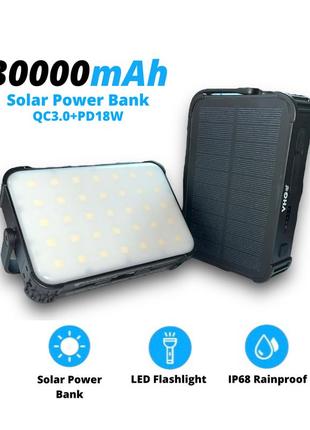 Умб із сонячною панеллю та кемпінговим ліхтарем на 28 led vhg dn53 30000 mah qc3.0+pd18w wireless solar charger