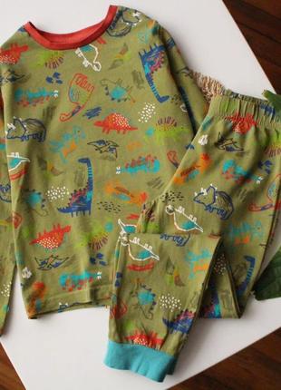 Красивая хлопковая пижама в динозавры nutmeg 6-7 р
