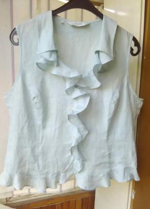 Льняная 100%лен голубая блуза scapa ( италия)