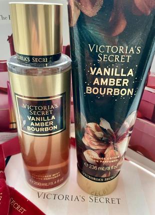 Набор victoria’s secret vanilla amber bourbon мист лосьон1 фото