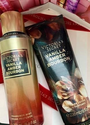 Набор victoria’s secret vanilla amber bourbon мист лосьон3 фото