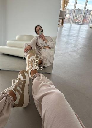 Популярная новинка женские кроссовки на массивной подошве  в стильном дизайне эко кожа + текстиль летний весенний вариант5 фото