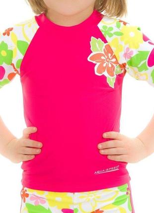 Топ сонцезахисний для дівчат aqua speedt-shirt flower 2122 рожевий, мультиколор дит 116см