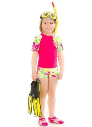 Топ сонцезахисний для дівчат aqua speedt-shirt flower 2122 рожевий, мультиколор дит 116см3 фото