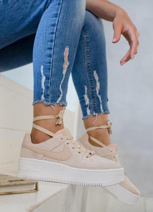 Nike air force 1 low platform beige 🆕 женские кроссовки найк еир форс 🆕 белый/бежевый