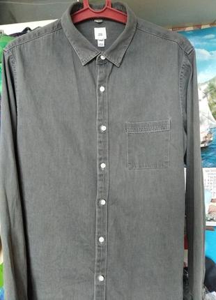 Рубашка джинсовая,мужская, "river island".1 фото