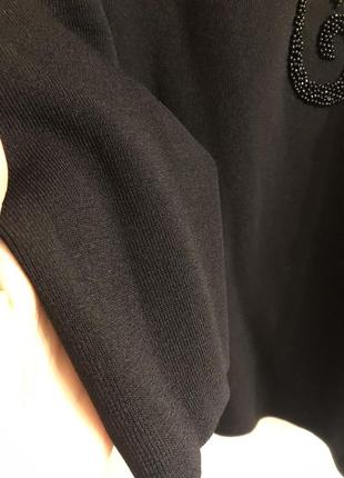 Черный женский свитер джемпер вышивка бисер большого размера батал3 фото