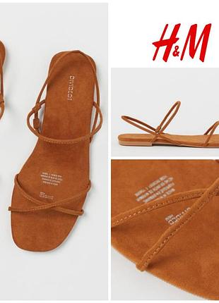 Женские сандалии h&m цвета camel на плоской подошве шикарные босоножки