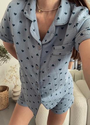 Муслінова піжама в сердечка