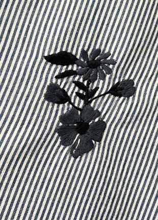 Милая натуральная блуза рубашка с цветочной вышивкой No5254 фото
