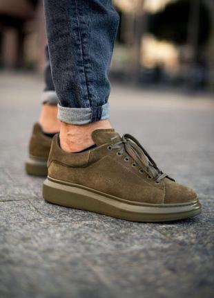 Мужские кроссовки alexander mcqueen suede khaki