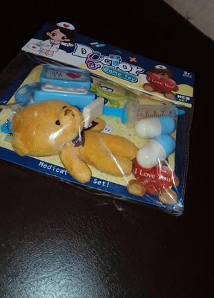 Дитячий набір лікаря із м'якою іграшкою, лікарський набір8 фото
