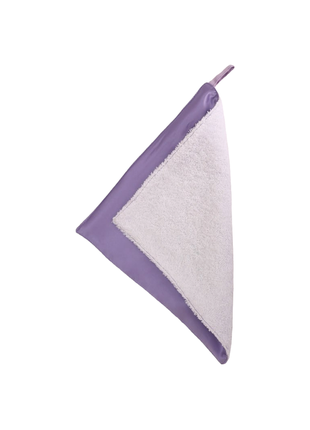 Шелковое полотенце для лица, натуральный шелк/махра, мини размер 24х24 см. цвет сиреневый.