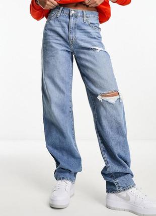 Голубые синие прямые широкие джинсы levi’s levis 94 baggy straight jeans light blue 27 оригинал