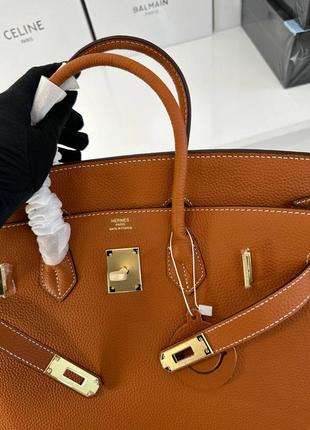 Женская кожаная рижая сумка hermes birkin 35см. гермес биркин7 фото