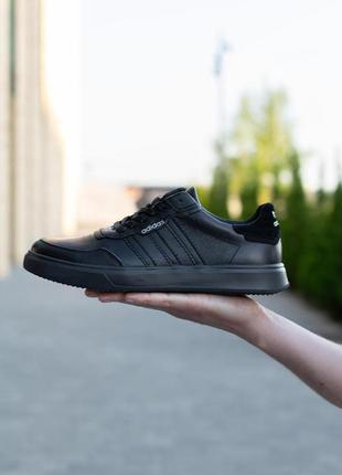Мужские кожаные кеды adidas черные мужские кроссовки из натуральной кожи адидас2 фото