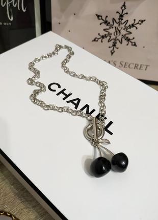 Колье вишни подвеска кулон вишня цепочка цвет серебро цепочка на шею