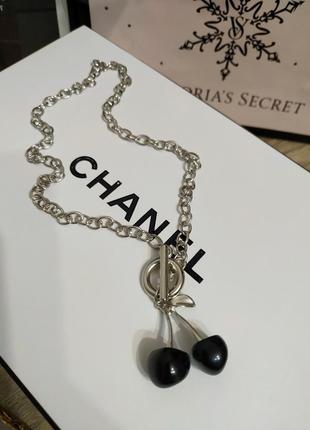 Колье вишни подвеска кулон вишня цепочка цвет серебро цепочка на шею