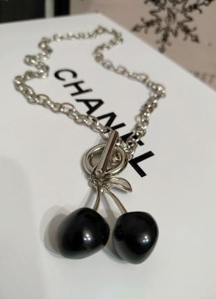 Колье вишни подвеска кулон вишня цепочка цвет серебро цепочка на шею