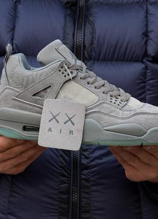 Air jordan retro 4 x kaws grey2 фото