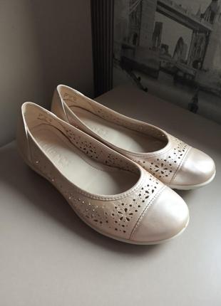 Туфли балетки hotter comfort concept (5/38) из натуральной кожи женские4 фото