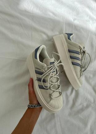 Кроссовки adidas superstar beige violet5 фото