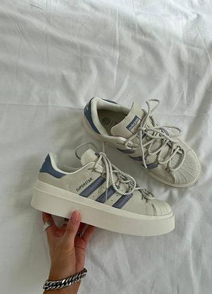 Кроссовки adidas superstar beige violet1 фото