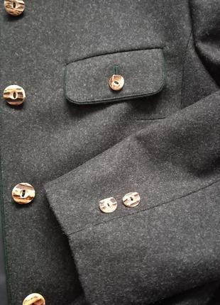 Австрийский винтажный шерстяной жакет, с пуговицами из оленечного рога, шерстяной,винтаж4 фото