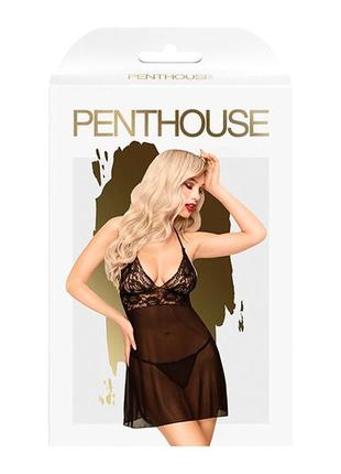 Мини-платье с кружевным лифом и стрингами penthouse - bedtime story black3 фото