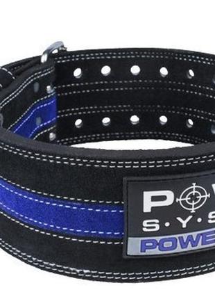 Пояс для пауерліфтингу power system ps-3800  powerlifting шкіряний black/blue line xxl