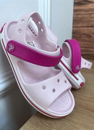 Дитячі сандалі crocs crocband sandal kids barely pink усі розміри у наявності