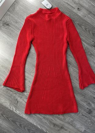 Платье вязаное рубчик мини3 фото