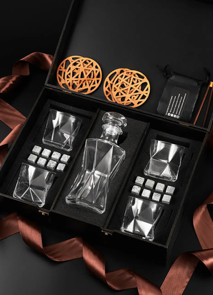 Подарочный набор виски для босса с четырьмя бокалами и графином bormioli rocco cassiope и камнями дл1 фото