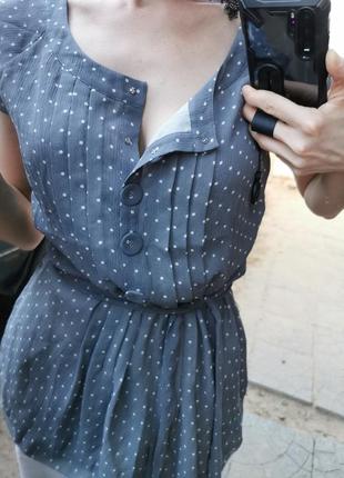 Блуза шелковая limited collection шелк в горошек с поясом приталенная2 фото