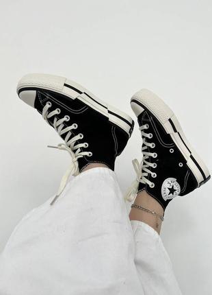 Кеды высокие женские converse chuck taylor vintage 70 plus hi blackwhite1 фото