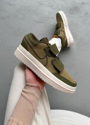 Кроссовки nike air jordan 1 retro low double strap khaki