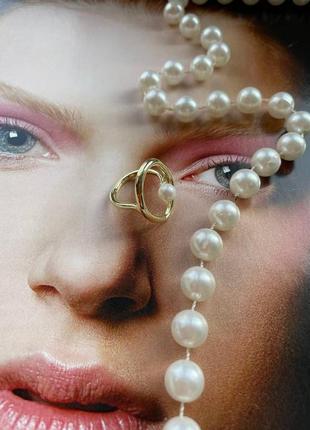 Колечко золотое с жемчугом новое стильное, бижутерия люкс качества, кольцо