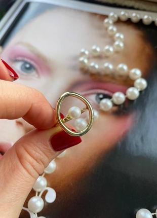 Колечко золотое с жемчугом новое стильное, бижутерия люкс качества, кольцо