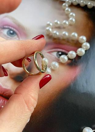 Колечко золотое с жемчугом новое стильное, бижутерия люкс качества, кольцо