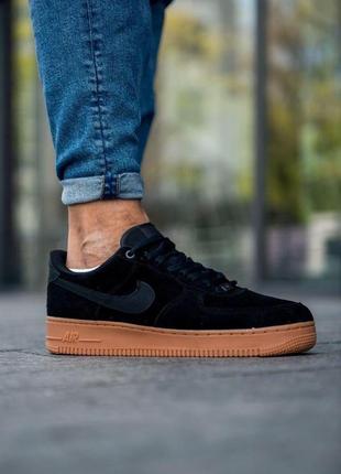 Nike  air force 1 low-top black мужские кроссовки найк