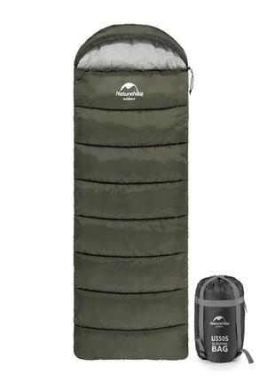 Спальник з капюшоном naturehike u150 nh20msd07, (11°c), лівий, зелений