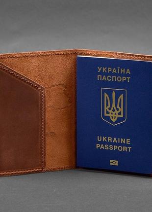 Кожаная обложка для паспорта с картой украины светло-коричневый crazy horse3 фото
