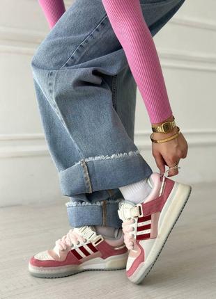 Жіночі стильні кросівки adidas forum low bad bunny white pink