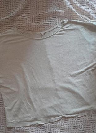 Льняная футболка оверсайз натурального цвета lindex3 фото